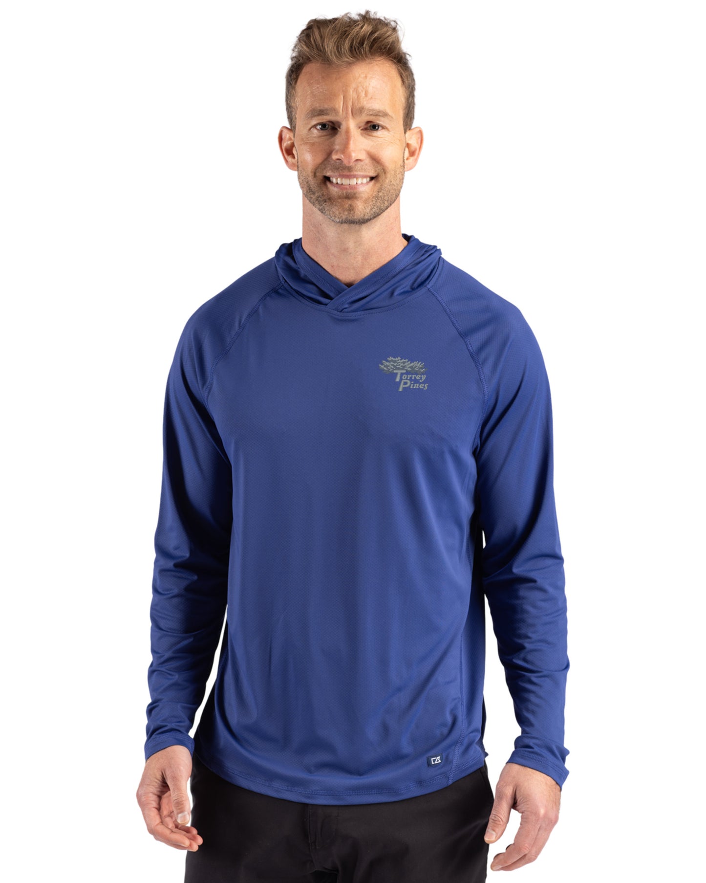 Torrey Pines Cutter & Buck Prospect Recycled Featherlight Stretch Mens Hooded Pullover