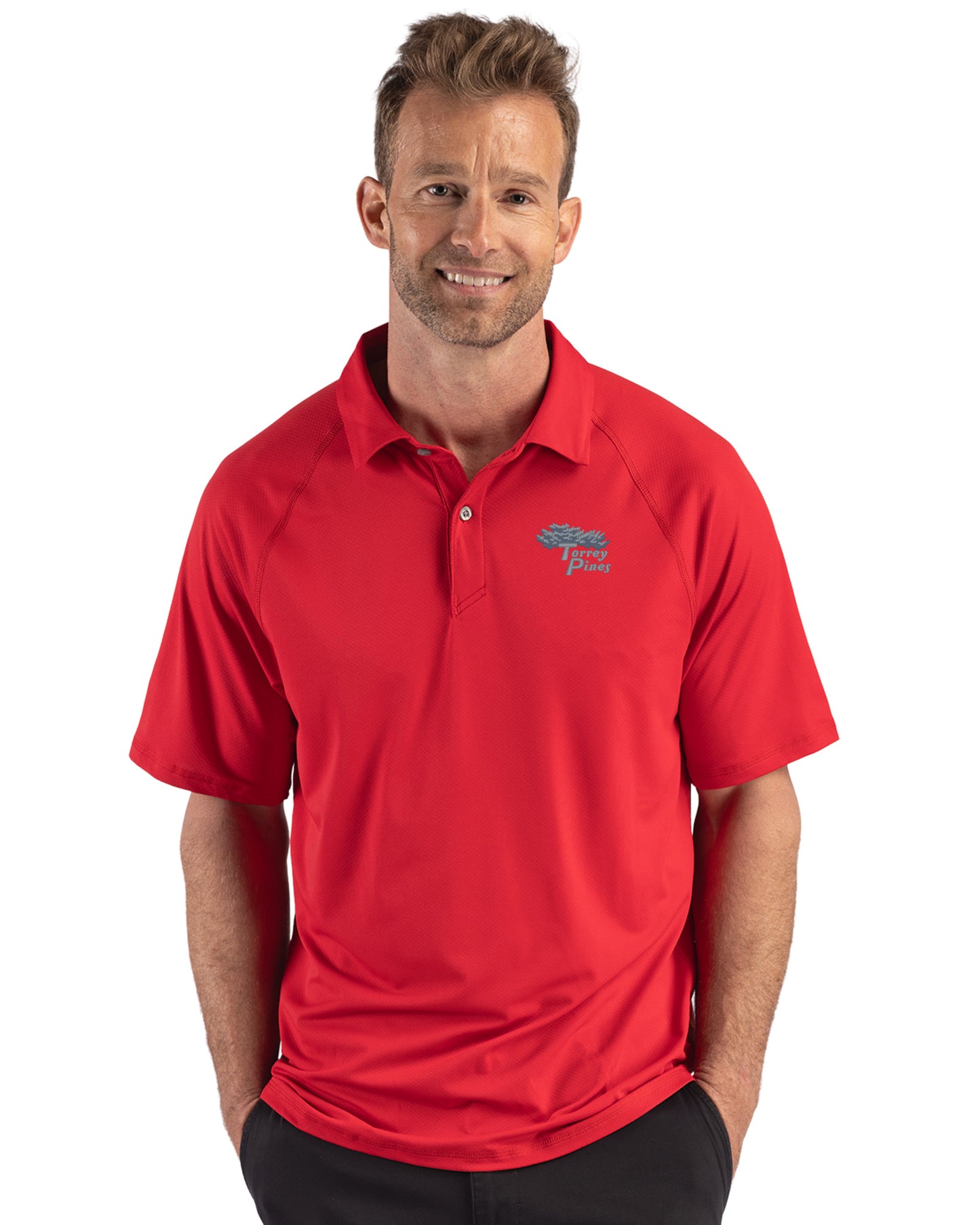 Torrey Pines Cutter & Buck Prospect Recycled Featherlight Stretch Mens Sport Polo