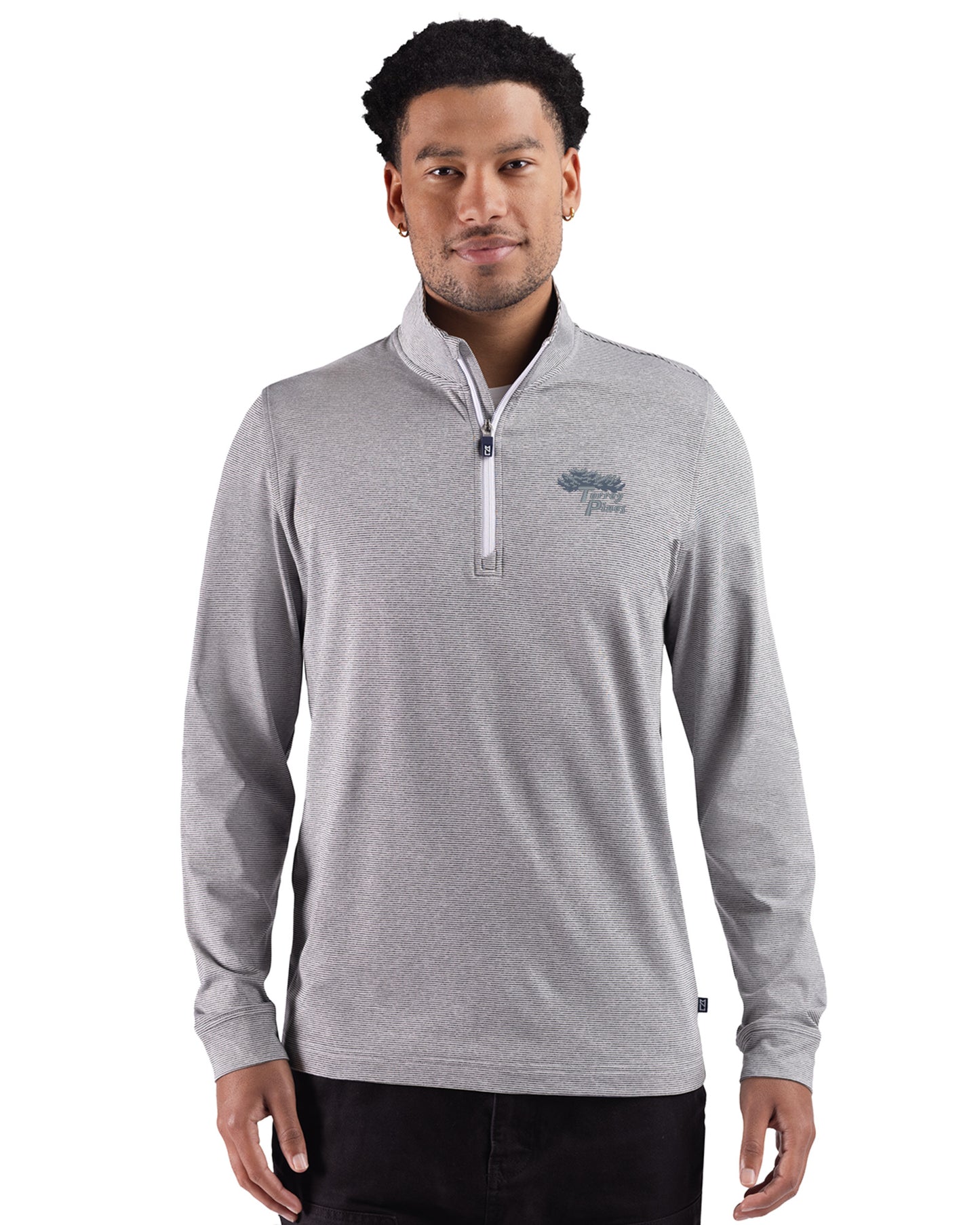 Torrey Pines Cutter & Buck Adapt Recycled Soft Knit Stripe Mens Quarter Zip Pullover