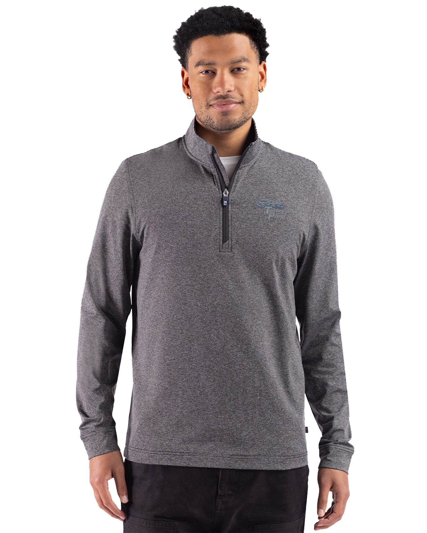 Torrey Pines Cutter & Buck Adapt Recycled Soft Knit Stripe Mens Quarter Zip Pullover