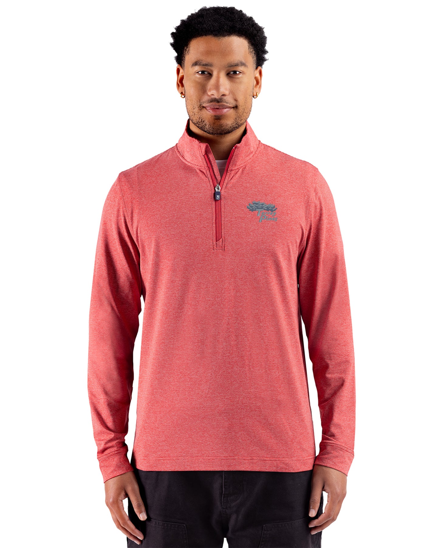 Torrey Pines Cutter & Buck Adapt Recycled Soft Knit Stripe Mens Quarter Zip Pullover