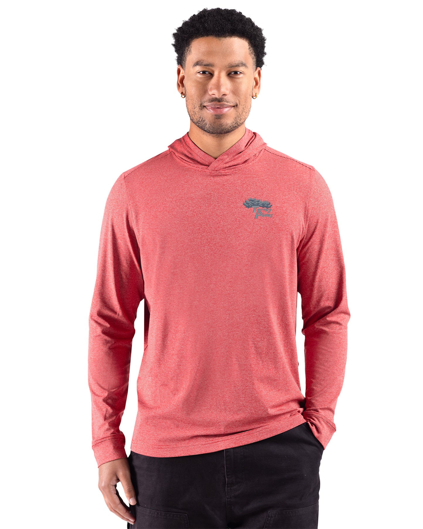 Torrey Pines Cutter & Buck Adapt Recycled Soft Knit Stripe Mens Hooded Pullover