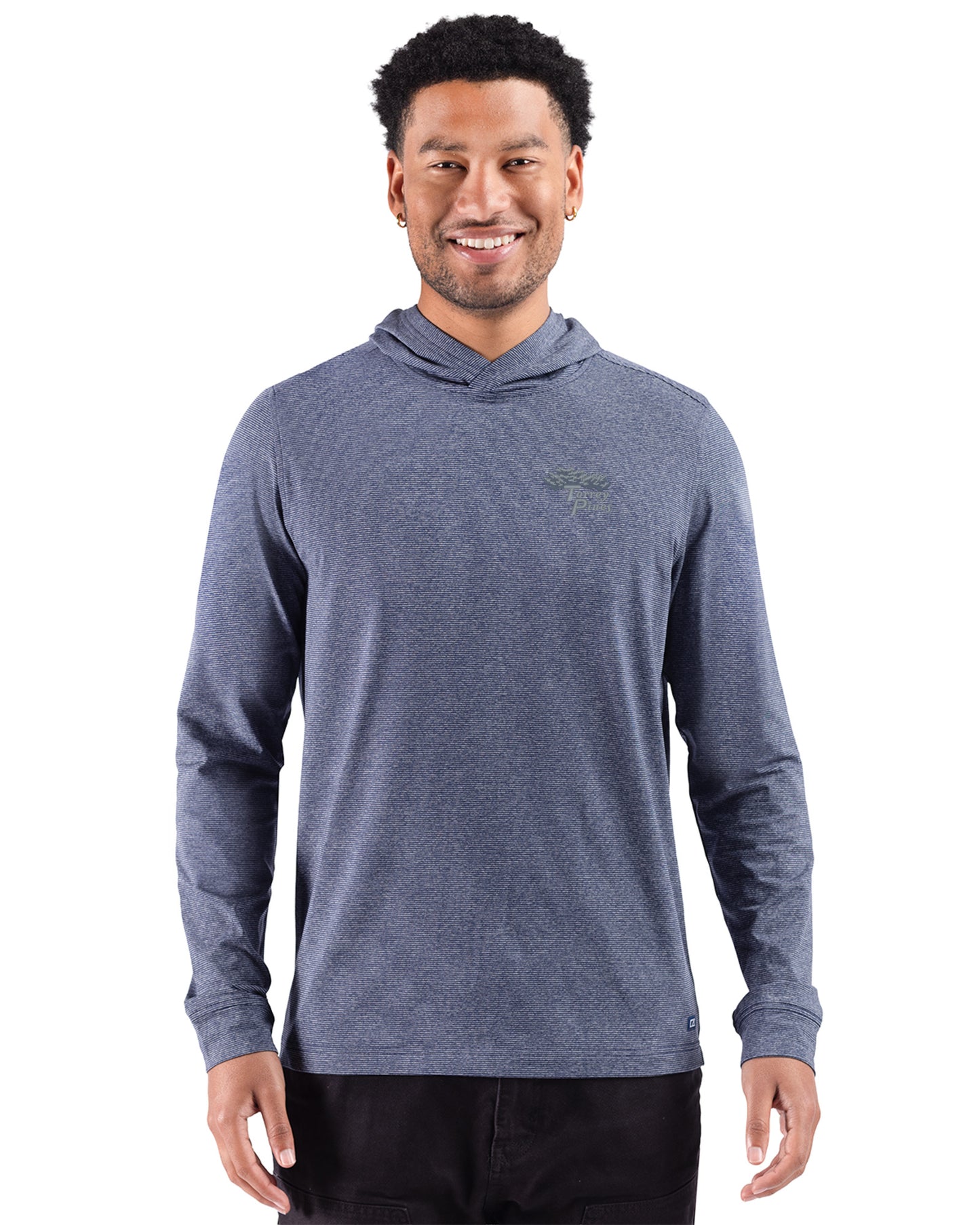Torrey Pines Cutter & Buck Adapt Recycled Soft Knit Stripe Mens Hooded Pullover
