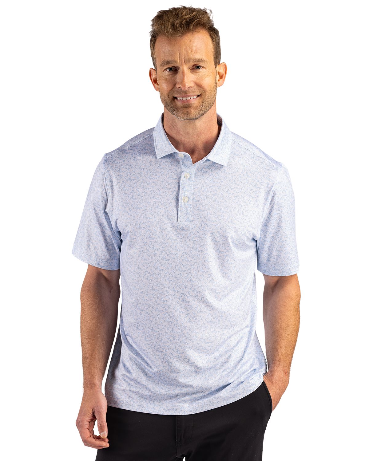 Cutter & Buck Pike Recycled Fern Print Mens Big & Tall Polo