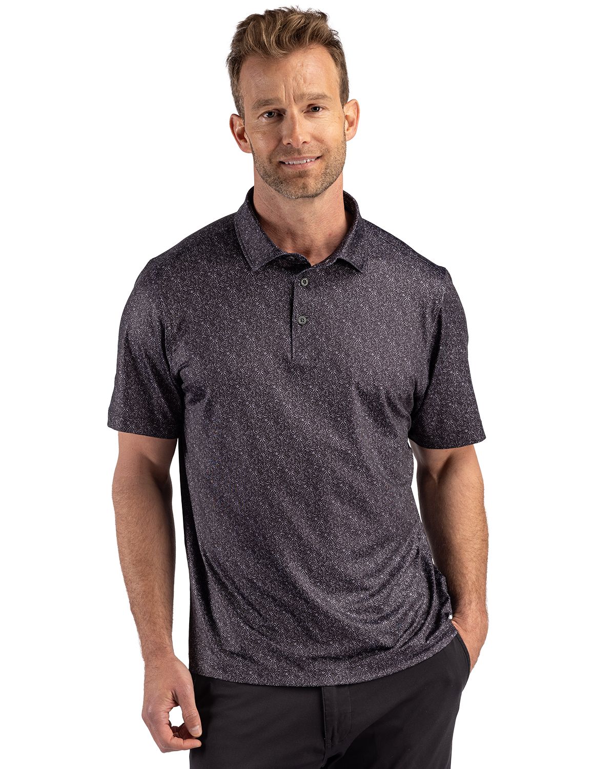 Cutter & Buck Pike Recycled Fern Print Mens Big & Tall Polo