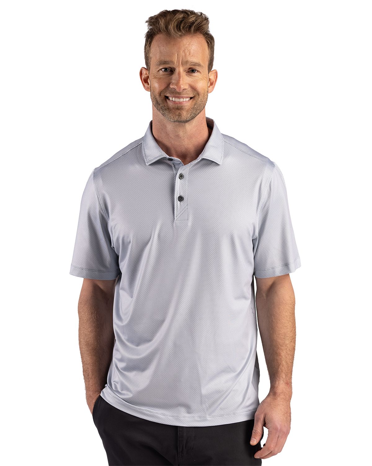 Cutter & Buck Pike Recycled Lattice Print Mens Big & Tall Polo