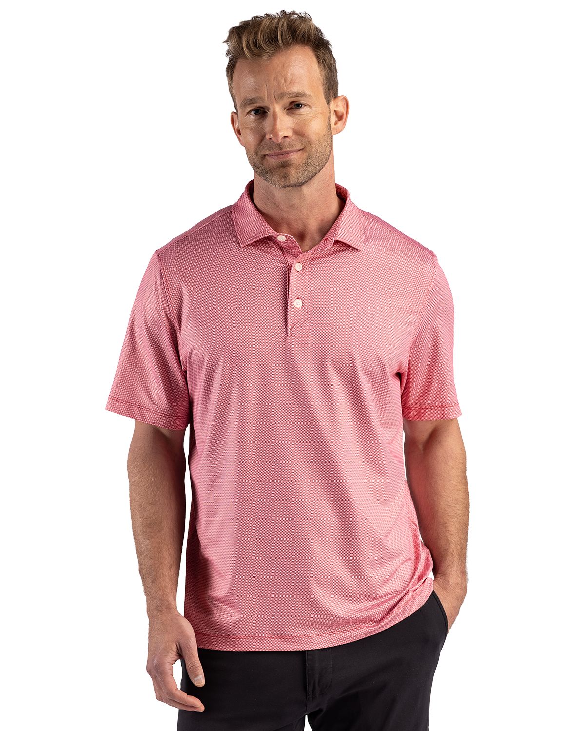 Cutter & Buck Pike Recycled Lattice Print Mens Polo