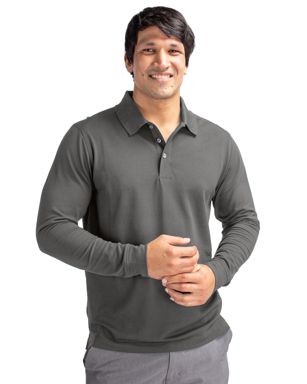 Cutter & Buck Advantage Recycled Cotton-Blend PiqueMensLong Sleeve Polo