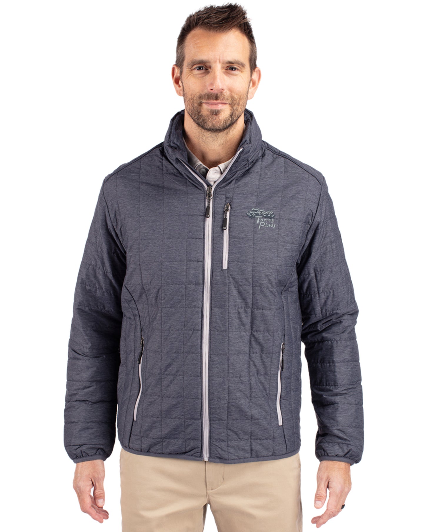 Torrey Pines Cutter & Buck Rainier Recycled Insulated Puffer Mens Full Zip Jacket