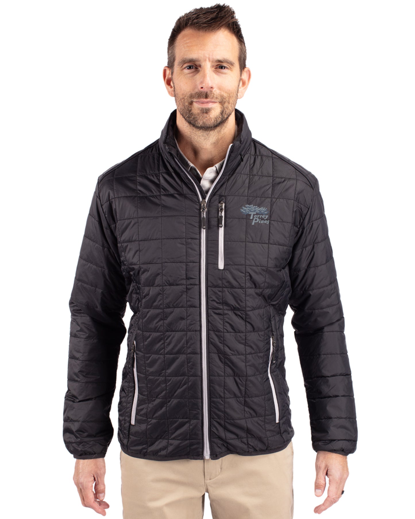 Torrey Pines Cutter & Buck Rainier Recycled Insulated Puffer Mens Full Zip Jacket