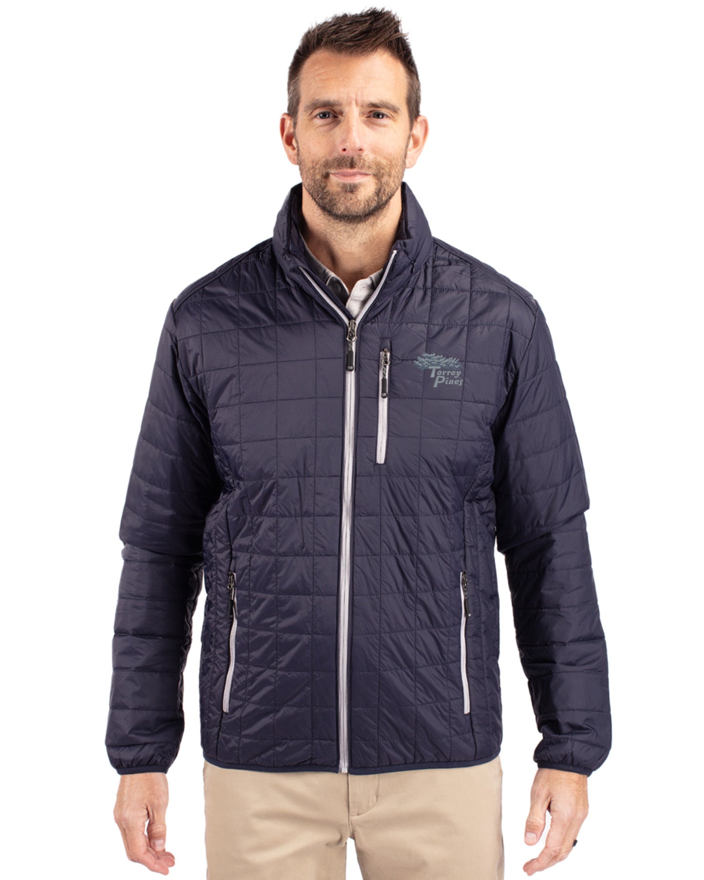 Torrey Pines Cutter & Buck Rainier Recycled Insulated Puffer Mens Full Zip Jacket