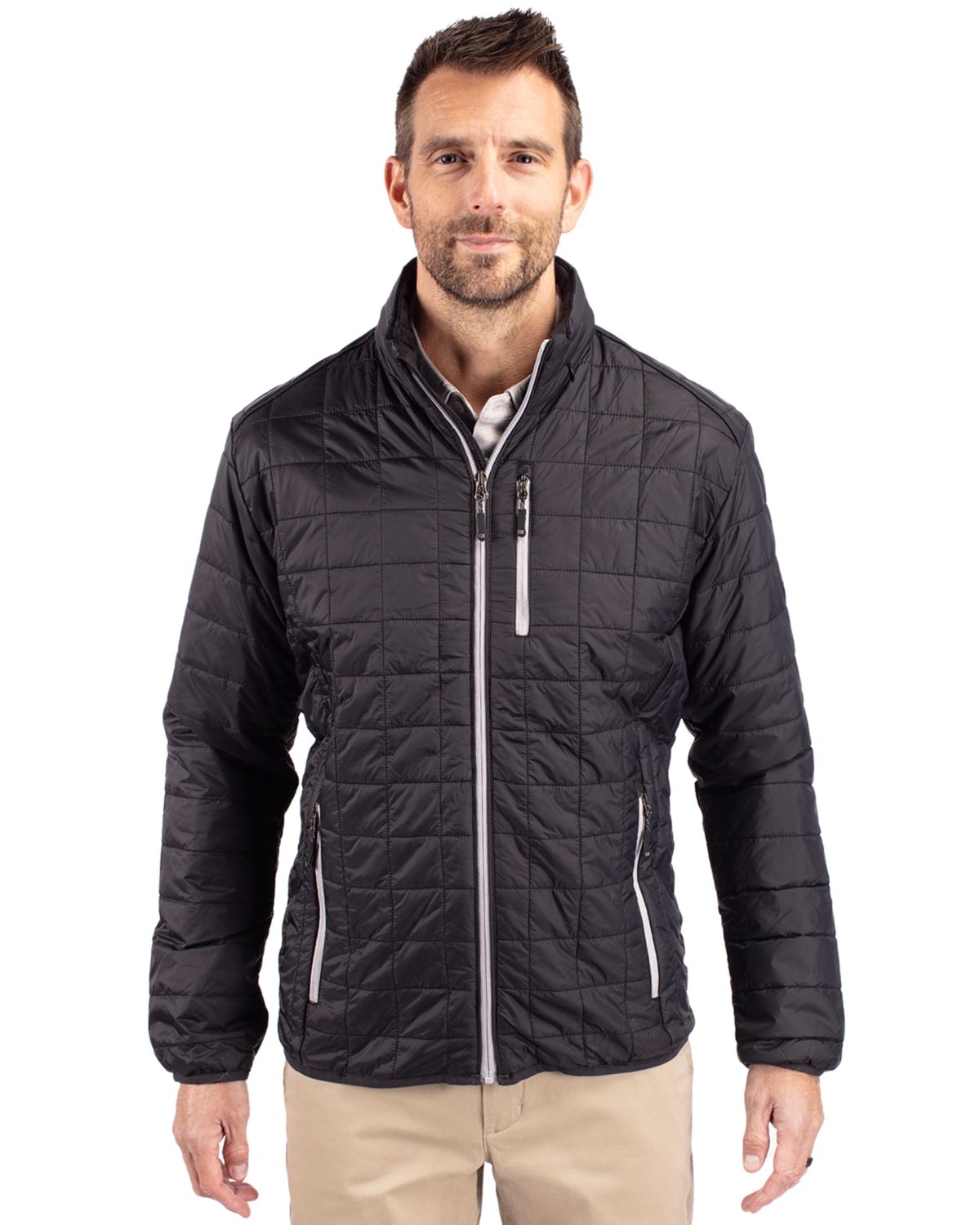 Cutter & Buck Rainier Recycled Insulated Puffer Mens Big & Tall Full Zip Jacket