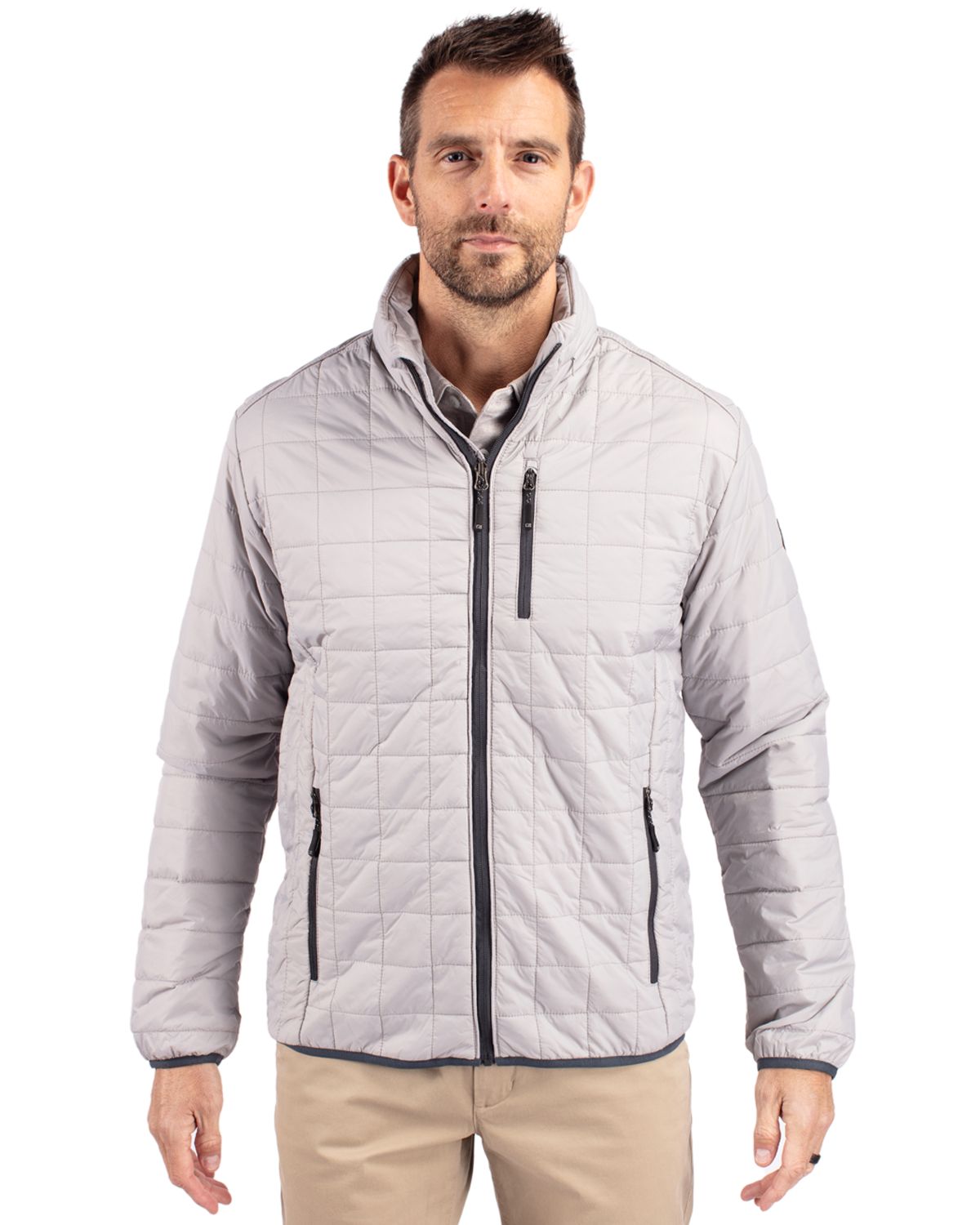 Cutter & Buck Rainier Recycled Insulated Puffer Mens Big & Tall Full Zip Jacket
