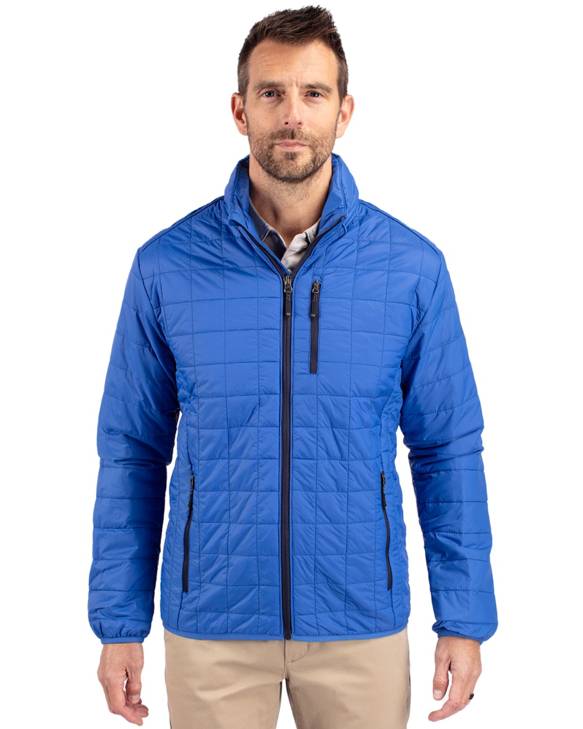 Cutter & Buck Rainier Recycled Insulated Puffer Mens Big & Tall Full Zip Jacket