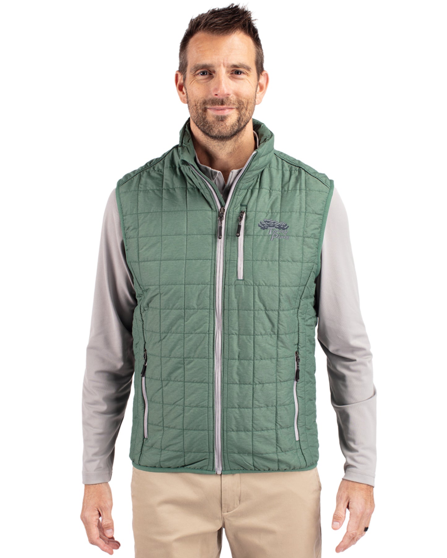 Torrey Pines Cutter & Buck Rainier Recycled Insulated Puffer Mens Full Zip Vest