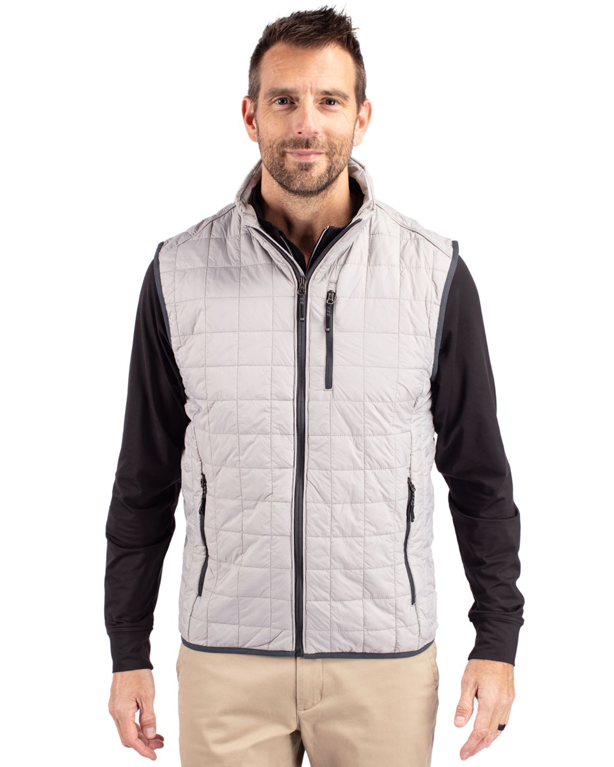 Cutter & Buck Rainier Recycled Insulated Puffer Mens Big & Tall Full Zip Vest