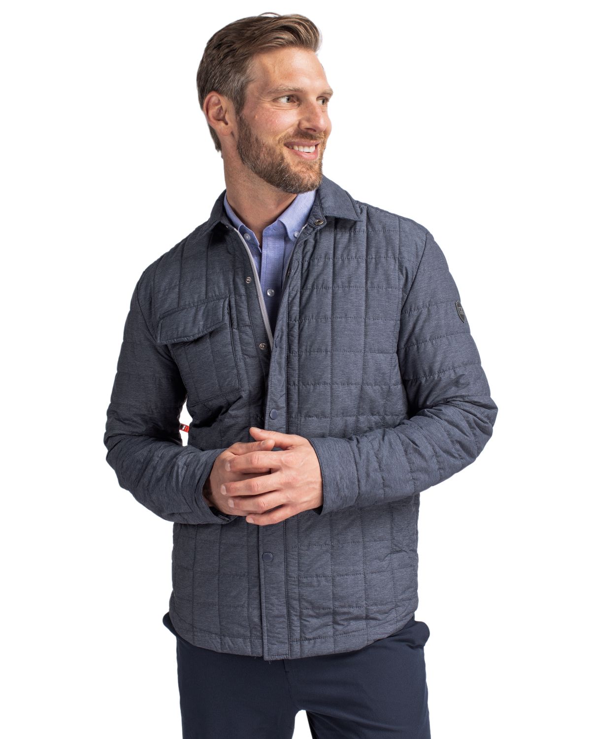 Cutter & Buck Rainier Recycled Insulated Puffer Mens Full Zip Shirt Jacket