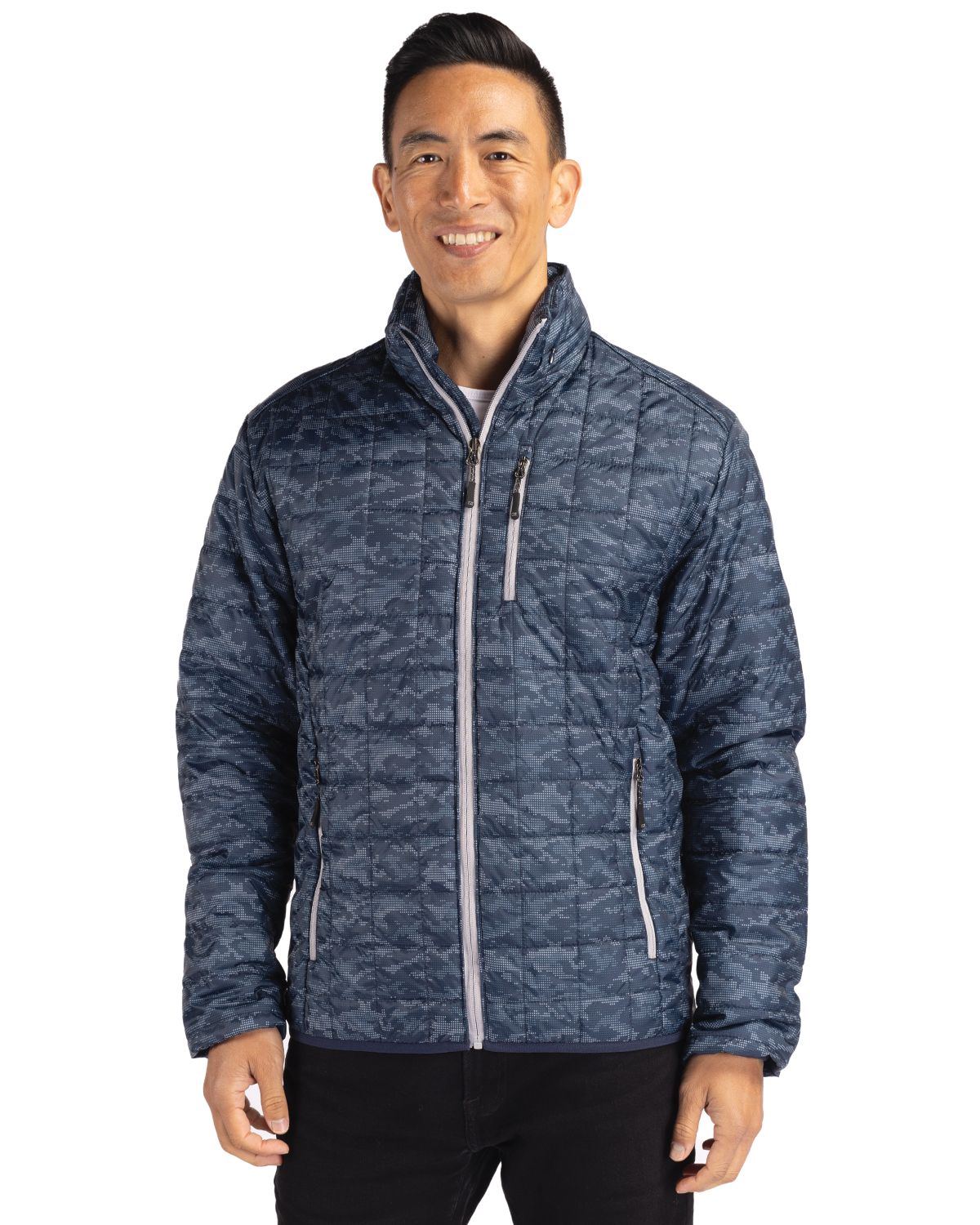 Cutter & Buck Rainier Recycled Insulated Printed Puffer Mens Full Zip Jacket