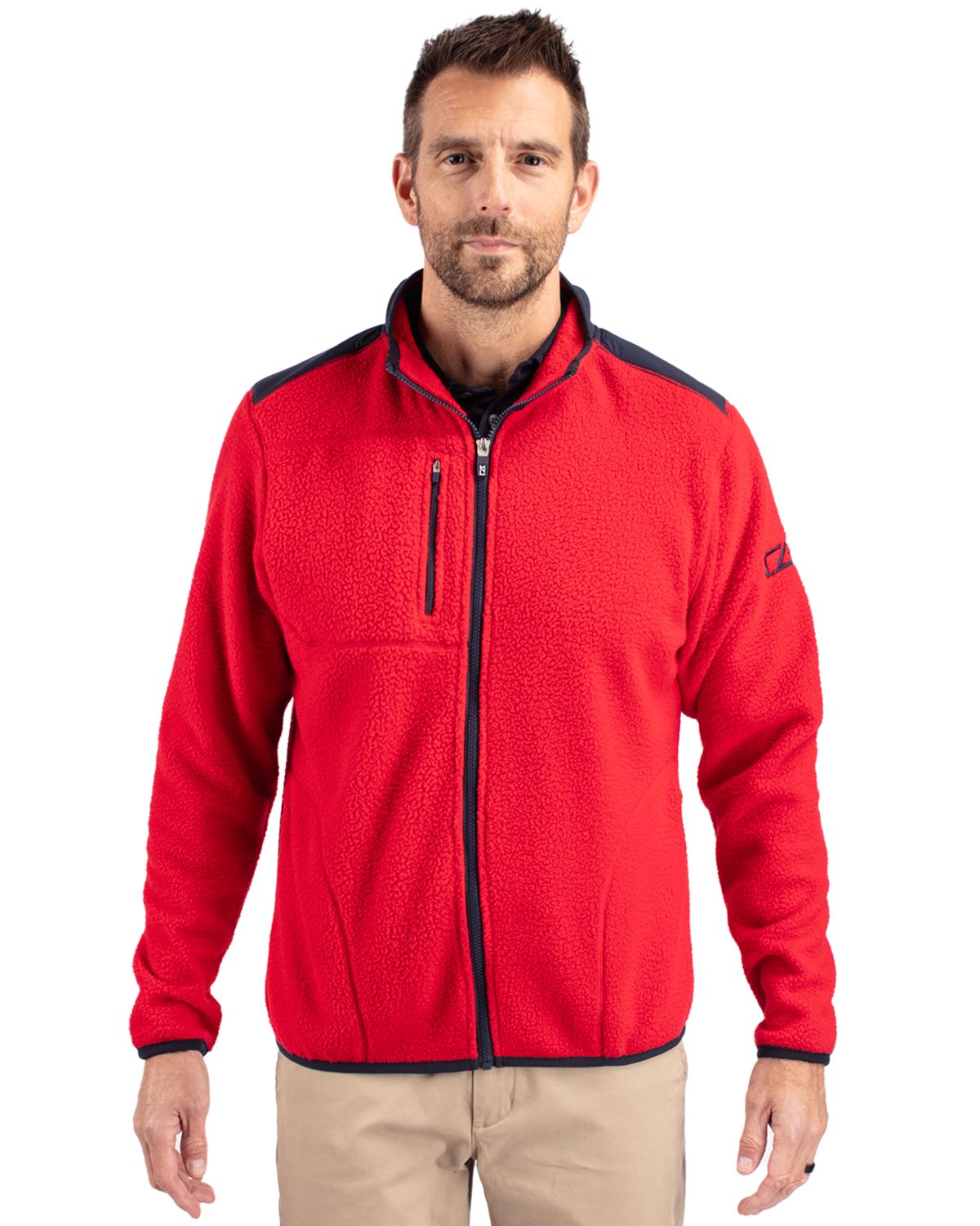 Cutter & Buck Cascade Epic Comfort Recycled Sherpa Fleece Mens Big & Tall Full Zip Jacket