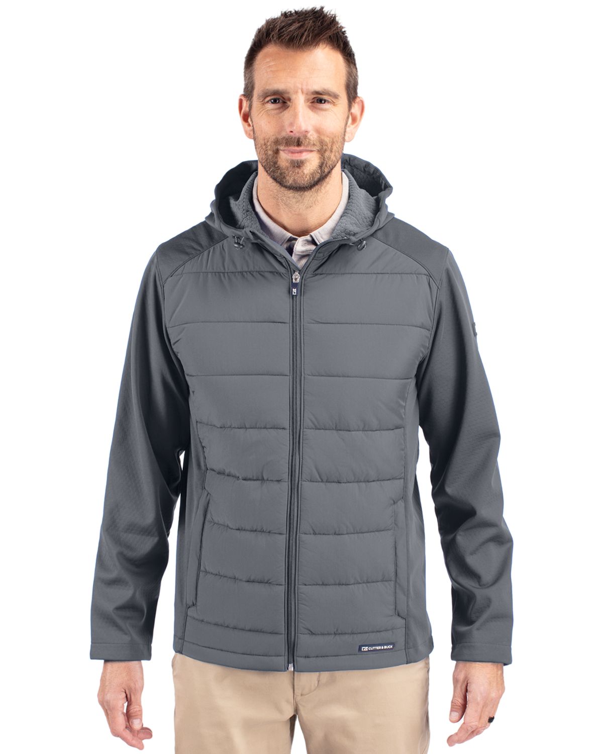 Cutter & Buck Evoke RecycledHoneycombFleeceMensBig & Tall Hybrid Full Zip Jacket