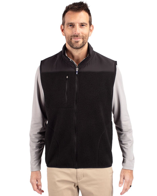 Cutter & Buck Cascade Epic Comfort Recycled Sherpa Fleece Mens Big & Tall Full Zip Vest