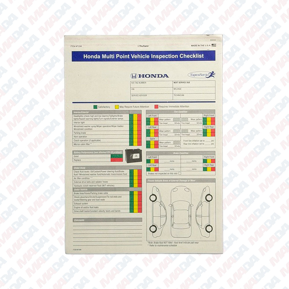 Multi-Point Inspection Form - Honda (250 Pack) – Shop MADA