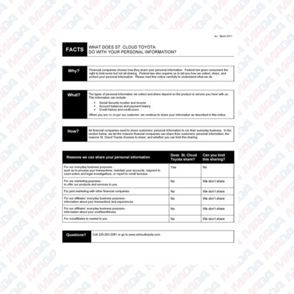 Privacy Notice - St. Cloud Toyota (1 pack)