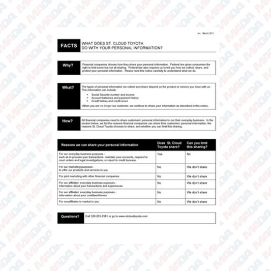 Privacy Notice - St. Cloud Toyota (1 pack)
