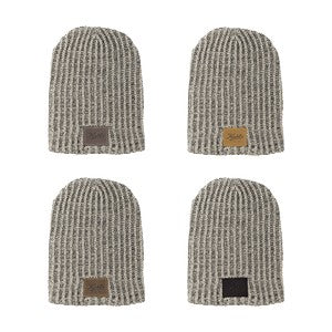 Haberdasher Knit Beanie with Leather Patch