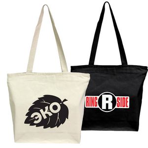 12 Oz. Zipper Cotton Canvas Tote Bag W/ Gusset (15" X 12" 4")