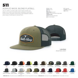 Richardson 511 Snapback Wool Blend Flatbill Trucker Hat