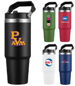 30oz Travel Stainless Steel Vacuum Insulated Coffee Mug tumbler w/handle, lid