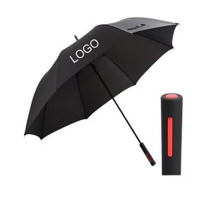 Logo Black with Red Handle Umbrella