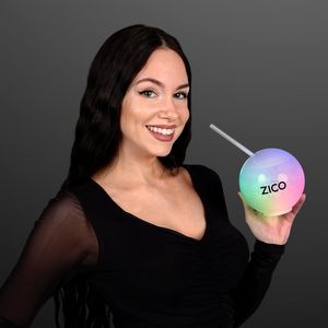 Glow Ball Light Up Tumbler with Straw, Deluxe Base - PRINTED