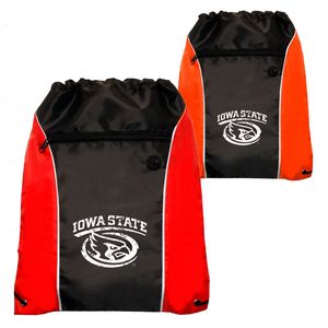Two Tone Front Pocket w/ Earphone Outlet Drawstring Backpacks