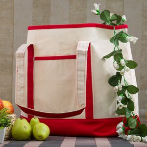 Large Cotton Canvas Zipper Deluxe Tote Bag USA Decorated (22" x 16")