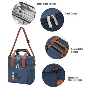 Double Deck Insulated Lunch Bag W/Adjustable Shoulder Strap