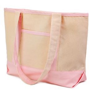 Small Deluxe Shopping Cotton Canvas Tote Bag USA Decorated (18.5" x 12")
