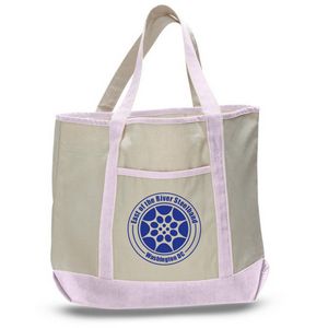 Large Cotton Canvas Zipper Deluxe Tote Bag USA Decorated (22" x 16")