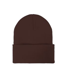 Knit Beanie w/ PU Leather Patch