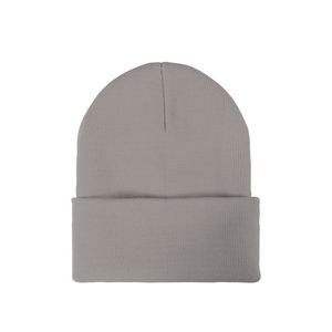 Knit Beanie w/ PU Leather Patch
