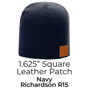 Full-Grain Leather Patches Beanie | Choose Patch Shape | Choose Color | Richardson R15 or R18
