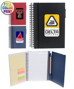 Eco Spiral Notebook W/Sticky Notes and Flags & Pen - Full Color