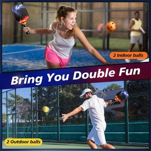 Carbon Fiber Pickleball Racket Paddle & Ball Set w/ Carrying bag