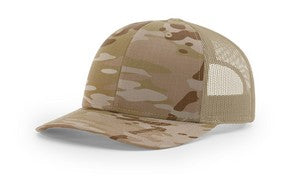 Richardson 112PT Printed Tactical Trucker Hat with No Crown Button with Patch of Choice
