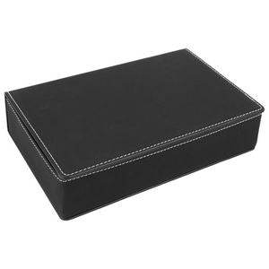 Black/Silver Leatherette Flask Gift Box -