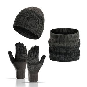 Acrylic Knit Beanie/Scarf/Gloves Set