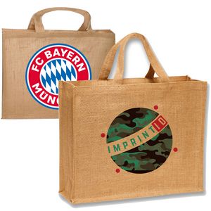 Large Recyclable Grocery Jute Tote Bag W/ Gusset (16" x 14" x 6")