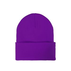 Knit Beanie w/ PU Leather Patch