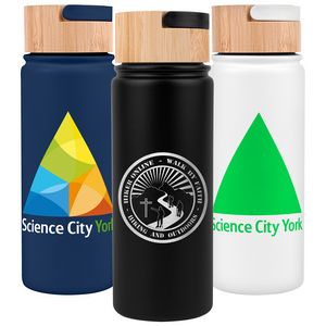 20 Oz. Vacuum-Sealed Stainless Water Bottle w/Bamboo Lid